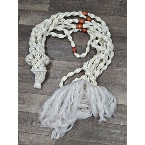 Large 77" Vintage Macrame Plant Hanger  Nylon Macrame Hippie Boho